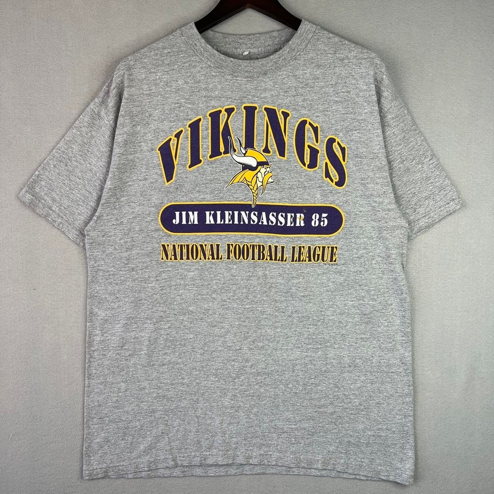 Vintage Minnesota Vikings Jim Kleinsasser 85 Gray NFL Football Tee Shirt